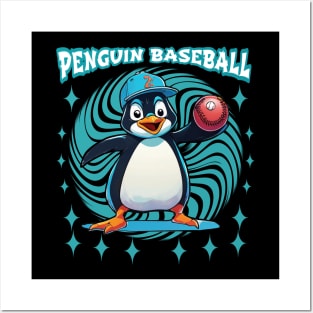 Penguin baseball time Posters and Art